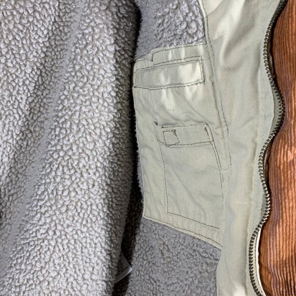 Wrangler Hero Men’s L Sherpa Lined Canvas Khaki Jacket Coat Distressed - Picture 10 of 16